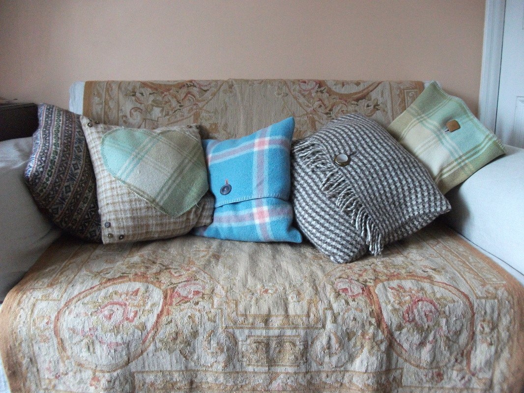 cushions from upcycled vinatge wool plaid and welsh blanketsPicture